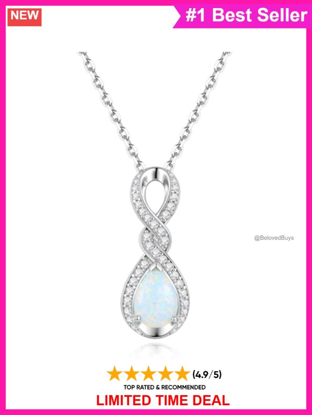 Infinity Teardrop Birthstone Necklace Sterling Silver Plated Women's Gift